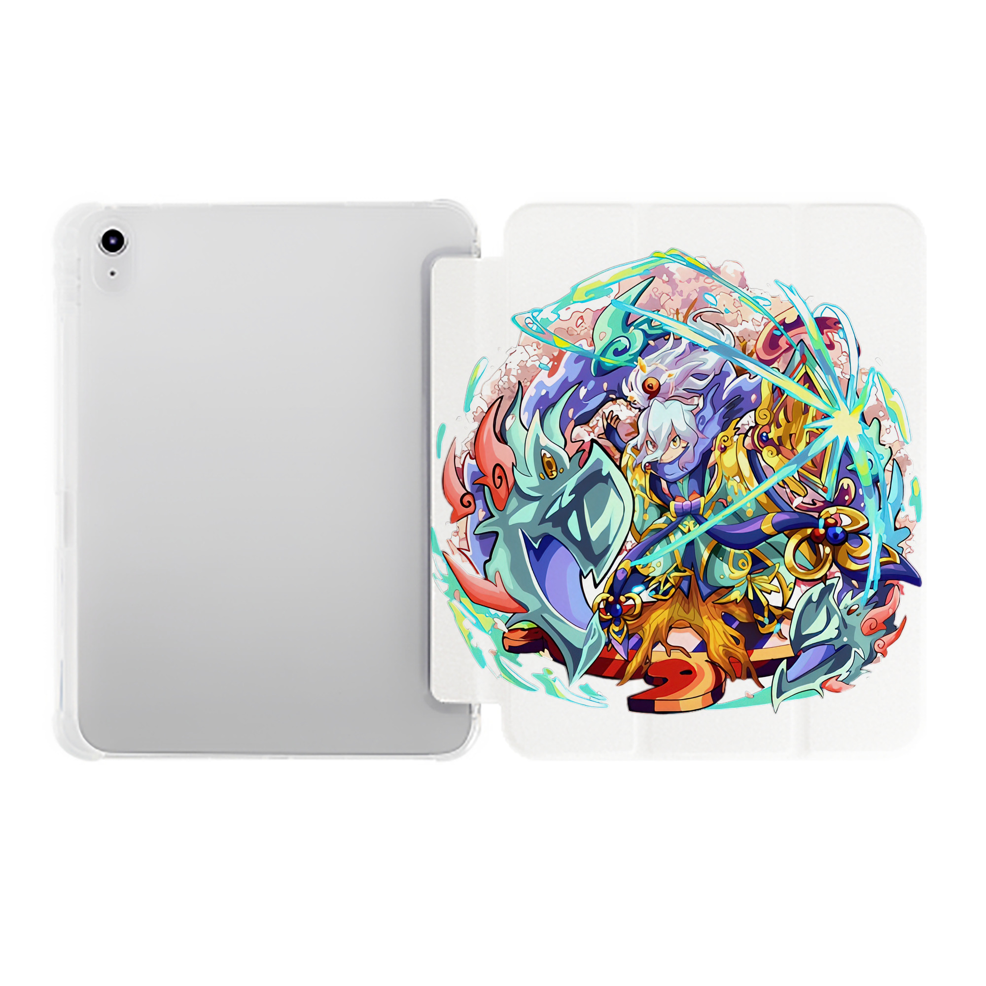 （画像用） 妖怪ウォッチ Yo-kai Watch IPad ケース ペン収納付き 三つ折りスタンド PUレザー×シリコン 対応機種9.5/10.5/10.9インチ